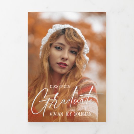 5枚の写真3枚の卒業発表カード 三つ折りクリスマスカード (カバー)