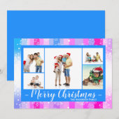 5枚の写真 カラフルな雪 - クリスマスカード 招待状 (正面/裏面)