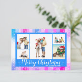 5枚の写真 カラフルな雪 - 3x5 クリスマスカード 招待状 (スタンド正面)