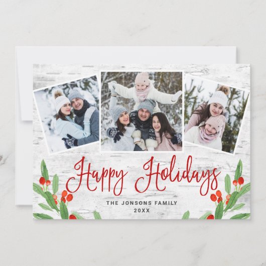 5枚の写真 – クリス素朴マス樺の木の樹皮挨拶 シーズンカード (正面)