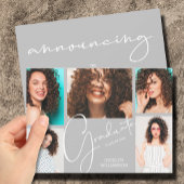 5枚の写真 グレー 卒業 招待状