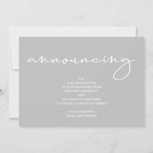 5枚の写真 グレー 卒業 招待状 (裏面)