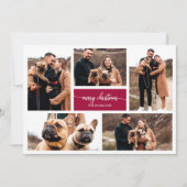 5枚の写真 コラージュ おしゃれなスクリプト メリークリスマス 招待状 (正面)