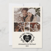 5枚の写真 ハート 初めてのクリスマス Mr & Mrs シーズンカード (正面)
