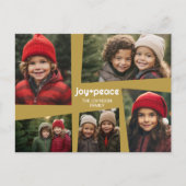 5枚の写真 ホリデー コラージュ レトロ 喜びと平和 - ゴールド シーズンポストカード (正面)