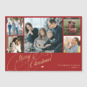 5枚の写真 メリークリスマス 赤い磁石カード (正面)