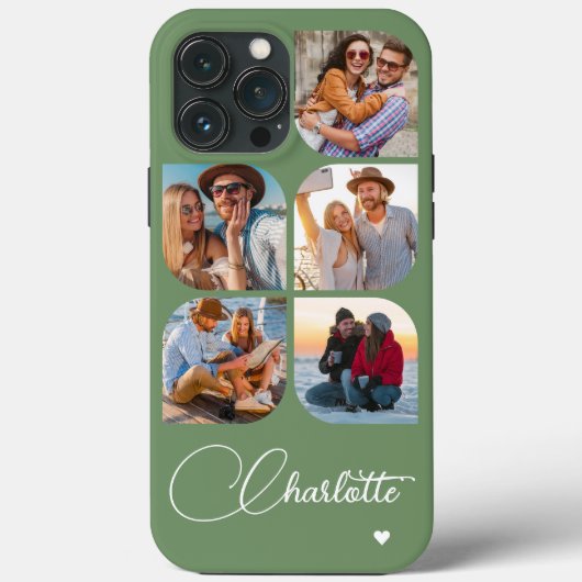 5枚の写真 モダン トレンディー シンプル オリジナル 名前 Case-Mate iPhoneケース (裏面)