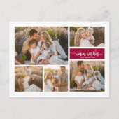 5枚の写真Warm Wishesコラージュモダンクリスマス ポストカード (正面)