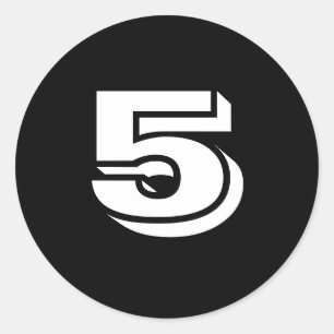5枚の小さな丸い黒の数字のステッカー（ジャンツ） ラウンドシール