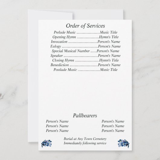 5枚の忘れ写真私はフローラメモリアル 招待状 (裏面)