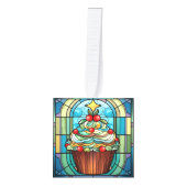 5枚の画像ステンドグラスのクリスマス キューブオーナメント (正面)