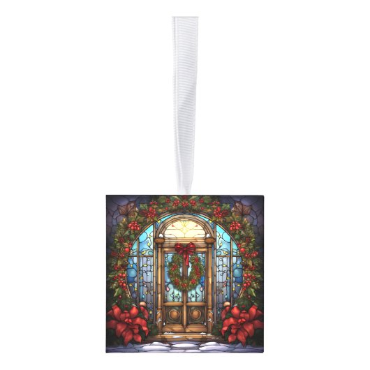 5枚の画像ステンドグラスのクリスマス キューブオーナメント (右)