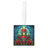 5枚の画像ステンドグラスのクリスマス キューブオーナメント (正面)