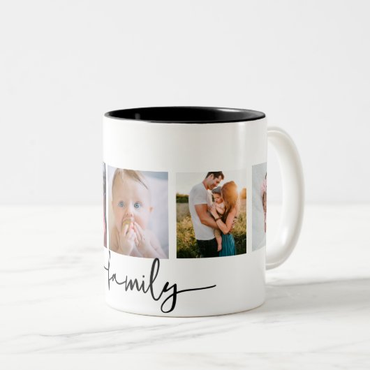 5枚カスタムの写真の家族のコラージュ ツートーンマグカップ (正面右)