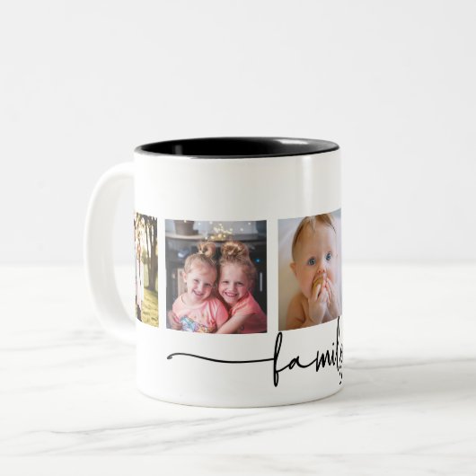 5枚カスタムの写真の家族のコラージュ ツートーンマグカップ (正面左)