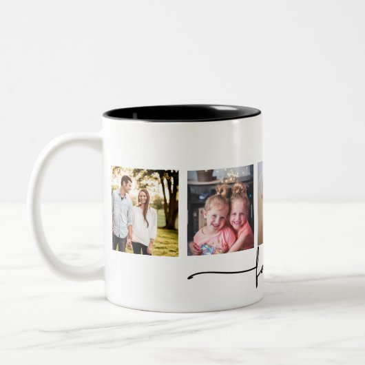5枚カスタムの写真の家族のコラージュ ツートーンマグカップ (左)