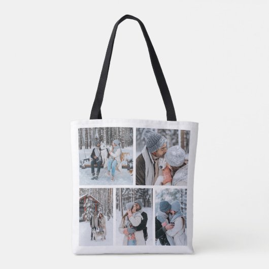 5枚パーソナライズされたのフォトコラージトートバッグ トートバッグ (裏面)