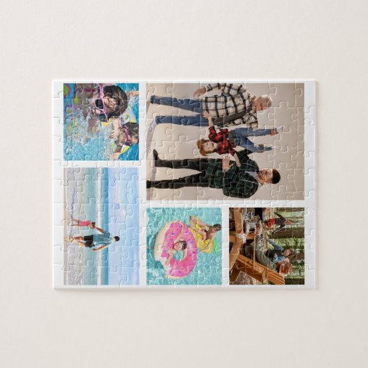 5枚パーソナライズされたの写真ギャラリーコラージュ ジグソーパズル (横)