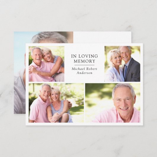 5枚モダンのコラージュの葬儀 サンキューカード (正面/裏面)