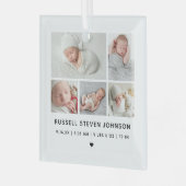 5枚モダンの写真の誕生発表 ガラスオーナメント (正面左)