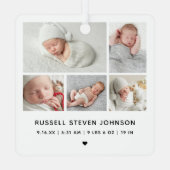 5枚モダンの写真の誕生発表 メタルオーナメント (裏面)