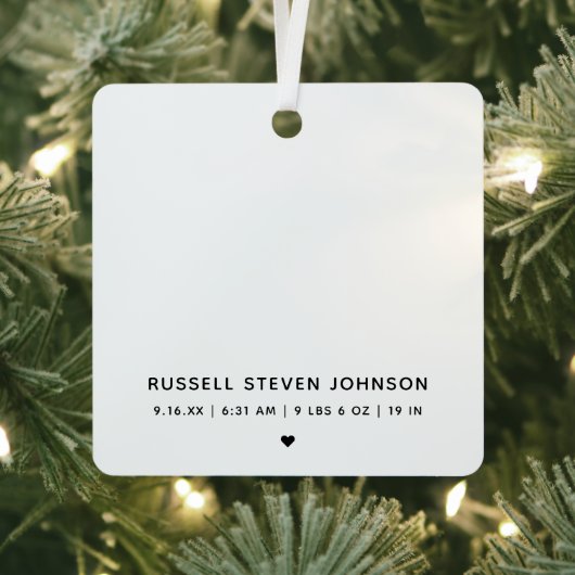 5枚モダンの写真の誕生発表 メタルオーナメント (インサイチュ)