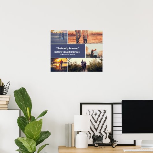 5枚モダンの写真コラージュテンプレートファミリ引用文 ポスター (ホームオフィス)