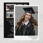 5枚組 フォト ブラック＆ホワイト 卒業発表カード 招待状 (正面/裏面)