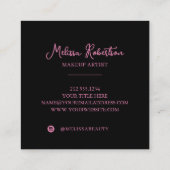 5枚美しいメイクアップアーティスト美しいピンクブラック スクエア名刺 (裏面)