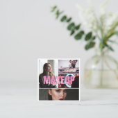 5枚美しいメイクアップアーティスト美しいピンクブラック スクエア名刺 (スタンド正面)