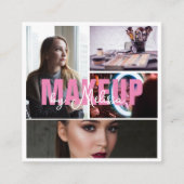 5枚美しいメイクアップアーティスト美しいピンクブラック スクエア名刺 (正面)