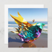 5次元折り紙の海鳥 ノートカード (正面/裏面)