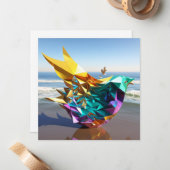 5次元折り紙の海鳥 ノートカード (正面/裏面インサイチュ)