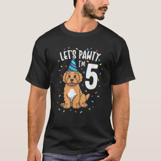 5歳だよ！パーティしよう ゴールデンドゥードル 犬 誕生日 Tシャツ