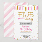 5歳で生意気な誕生日招待状 招待状 (正面/裏面)