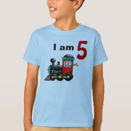 5歳のおもちゃ列車の誕生日の少年 Tシャツ