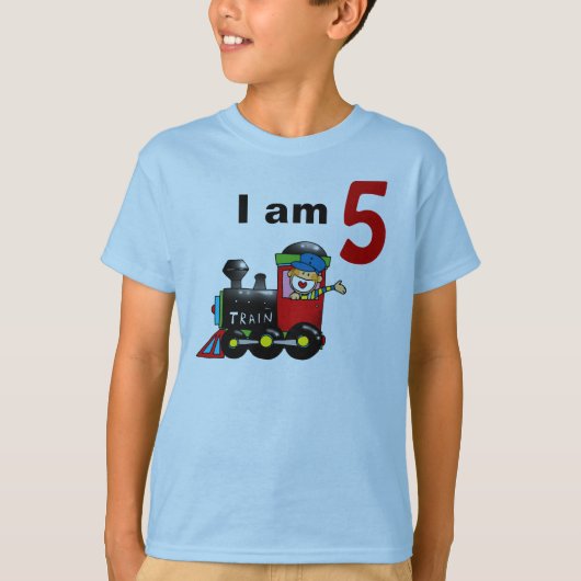 5歳のおもちゃ列車の誕生日の少年 Tシャツ (正面)