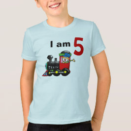 5歳のおもちゃ列車の誕生日の少年 Tシャツ