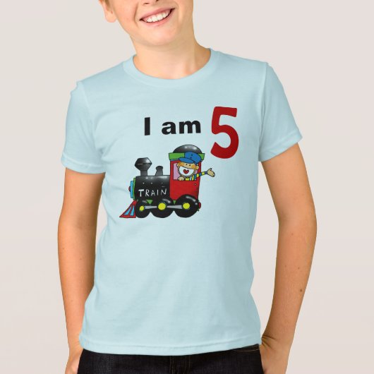 5歳のおもちゃ列車の誕生日の少年 Tシャツ (正面)