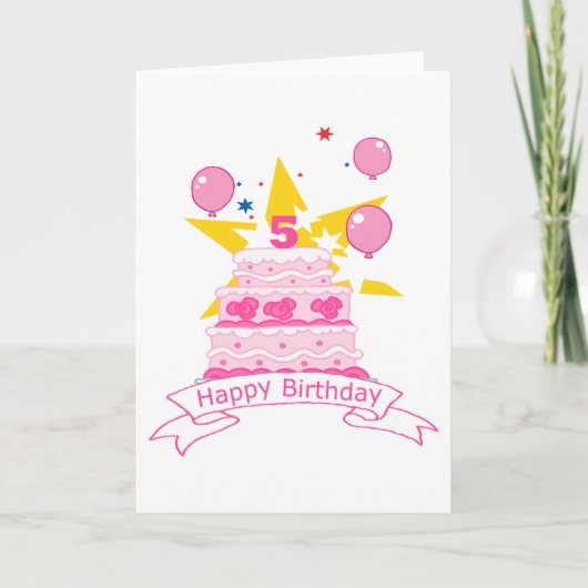 5歳のお誕生日ケーキ カード (正面)