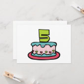 5歳のお誕生日ケーキ カード (正面/裏面インサイチュ)