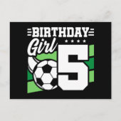 5歳のサッカーパーティー 誕生日ガール 5歳の誕生日 ポストカード (正面)
