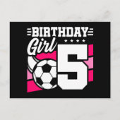 5歳のサッカーパーティー 誕生日ガール 5歳の誕生日 ポストカード (正面)