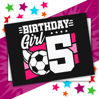 5歳のサッカーパーティー 誕生日ガール 5歳の誕生日 ポストカード