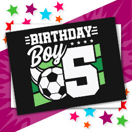 5歳のサッカーパーティー 誕生日ボーイ 5歳の誕生日 ポストカード