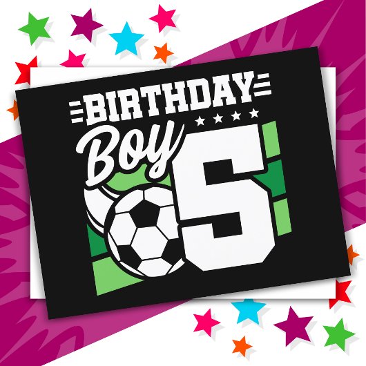 5歳のサッカーパーティー 誕生日 ボーイ ポストカード