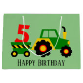 5歳のトラクールクターの誕生日パーティー ラージペーパーバッグ (正面)