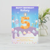 5歳のハッピーバースデーカーパーソナライズされたド (スタンド正面)