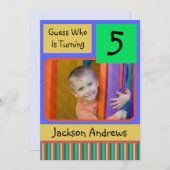 5歳のバースデーパーティ招待状の男の子 招待状 (正面/裏面)