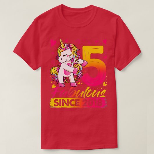 5歳のフロッシングユニコーンギフト5th誕生日ギ tシャツ (デザイン正面)